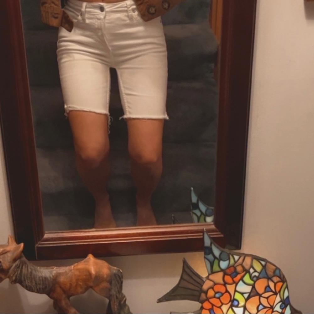White denim Free People Bermuda shorts